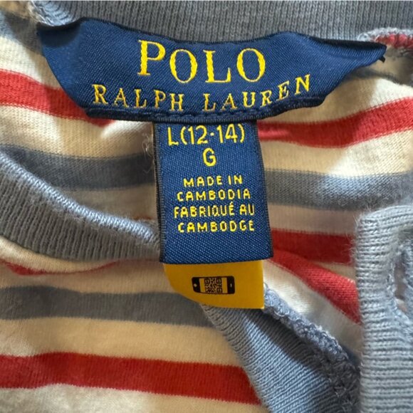 Polo Ralph Lauren Youth Girls Striped Cotton Jersey Romper Size Large *FLAWED* - Picture 7 of 7